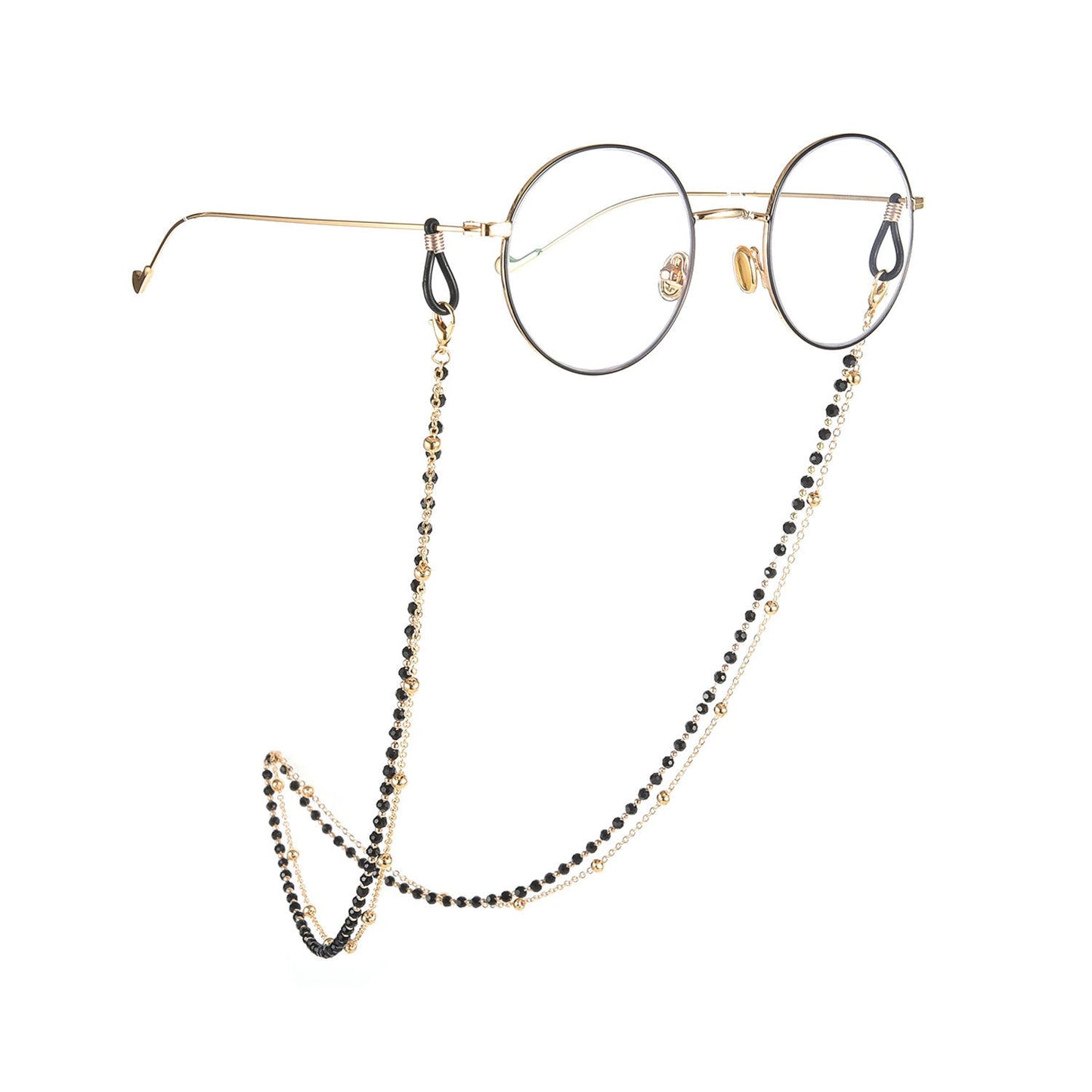 Lesebrillenkette Damen schwarze Perlen