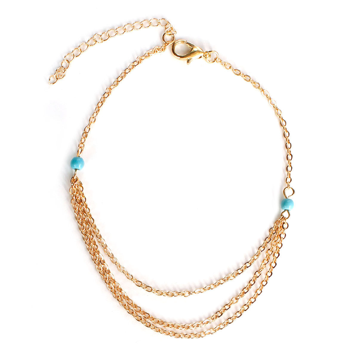 Layer-Ketten-Charm-Türkis-Fußkettchen-Schmuck