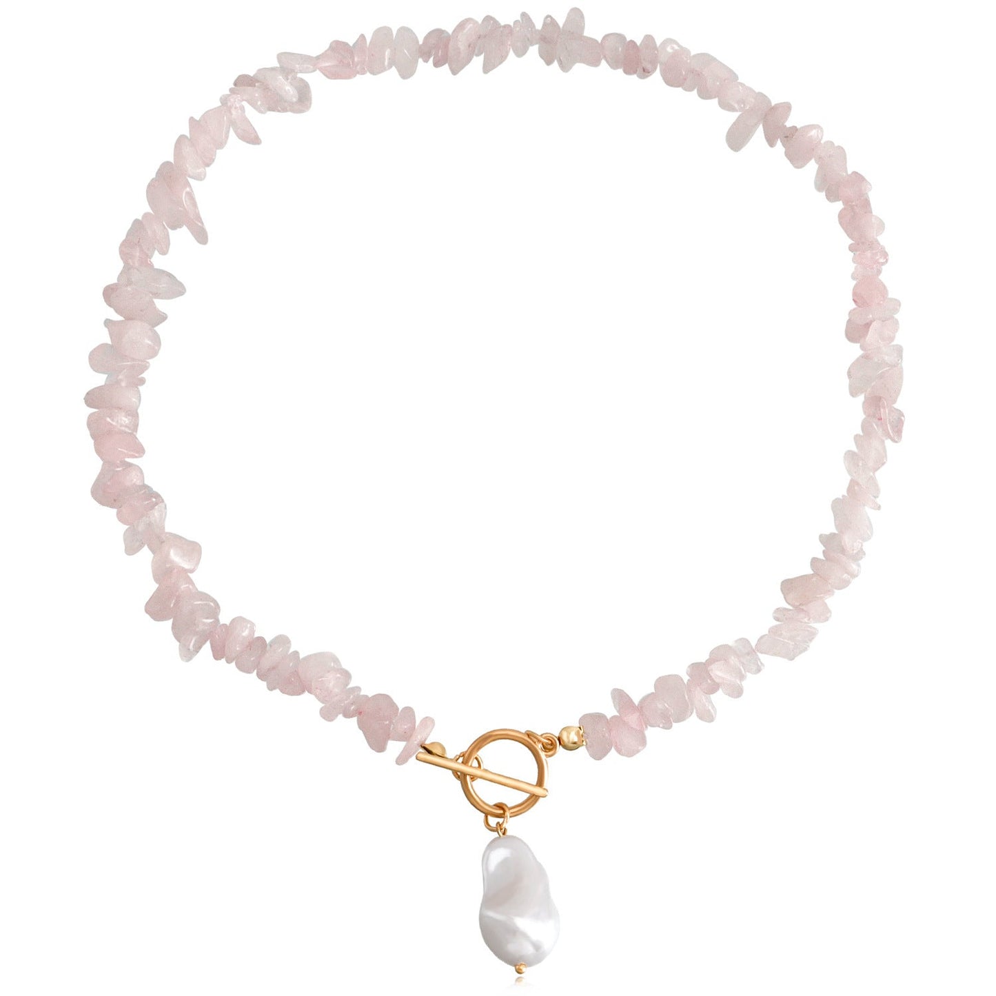 Natural Gravel Gemstone OT Buckle Necklace