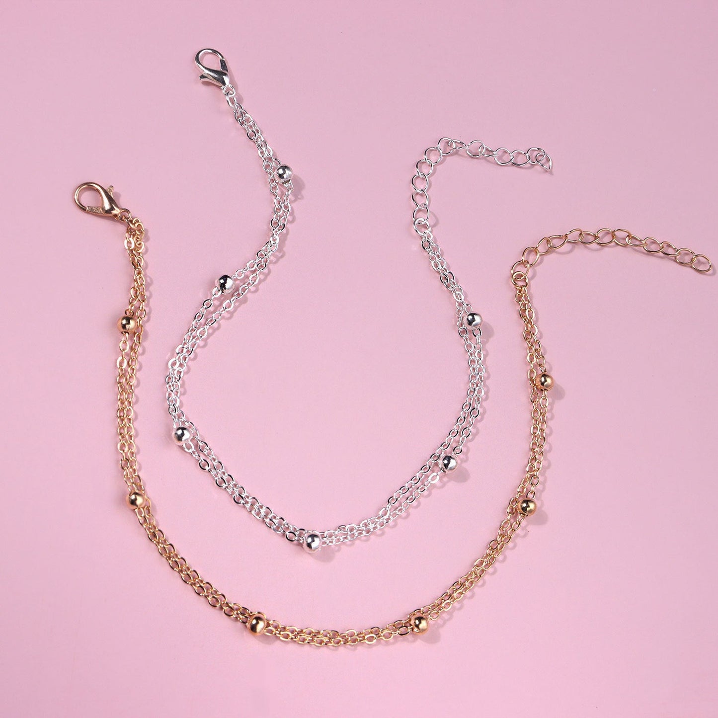 Bead Double Layered Anklets Jewelry