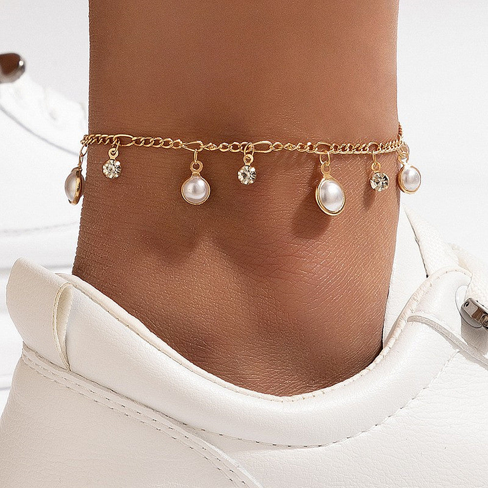 Boho Perlenquasten Armband Fußkette Schmuck