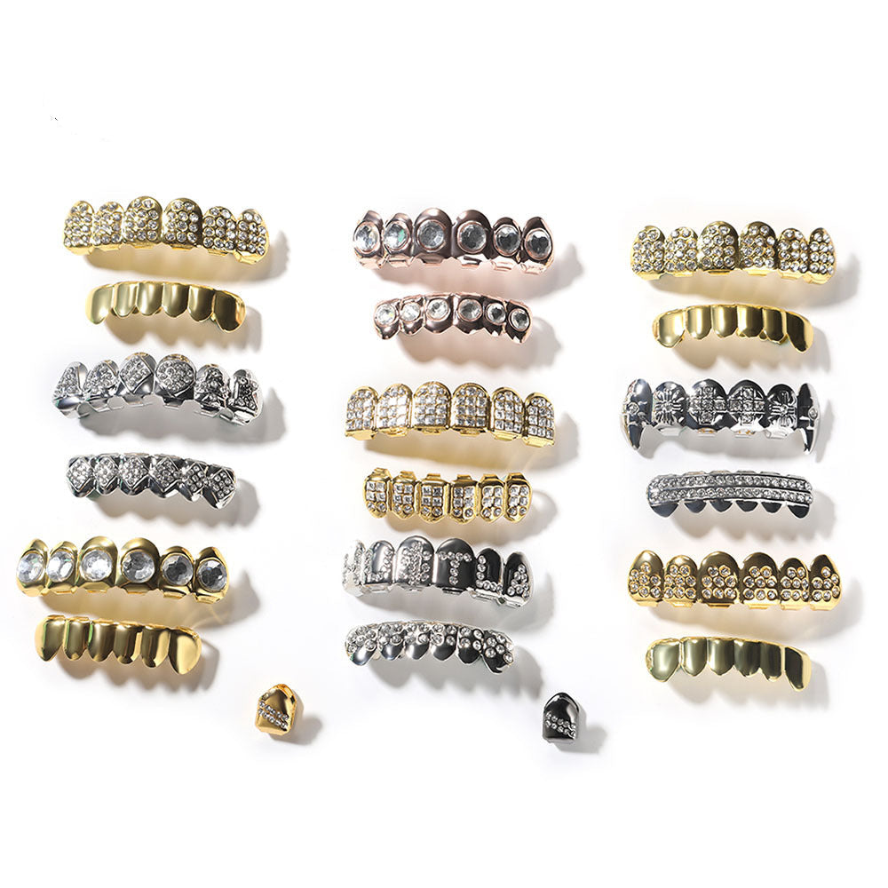 Hip-Hop-Grillz mit Diamanten und Vergoldung