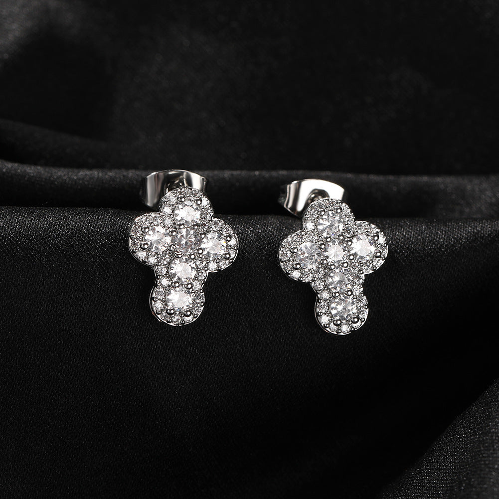 Hip-Hop-Fashion mit Diamanten besetzte Kreuzohrstecker