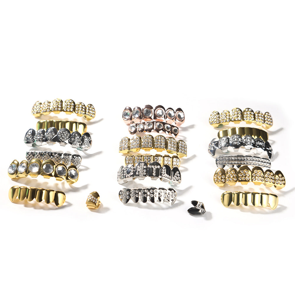Hip-Hop-Grillz mit Diamanten und Vergoldung