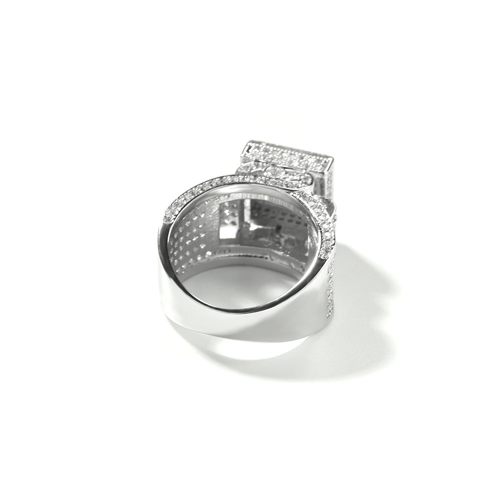 Hip-Hop quadratischer, diamantbesetzter Paarring