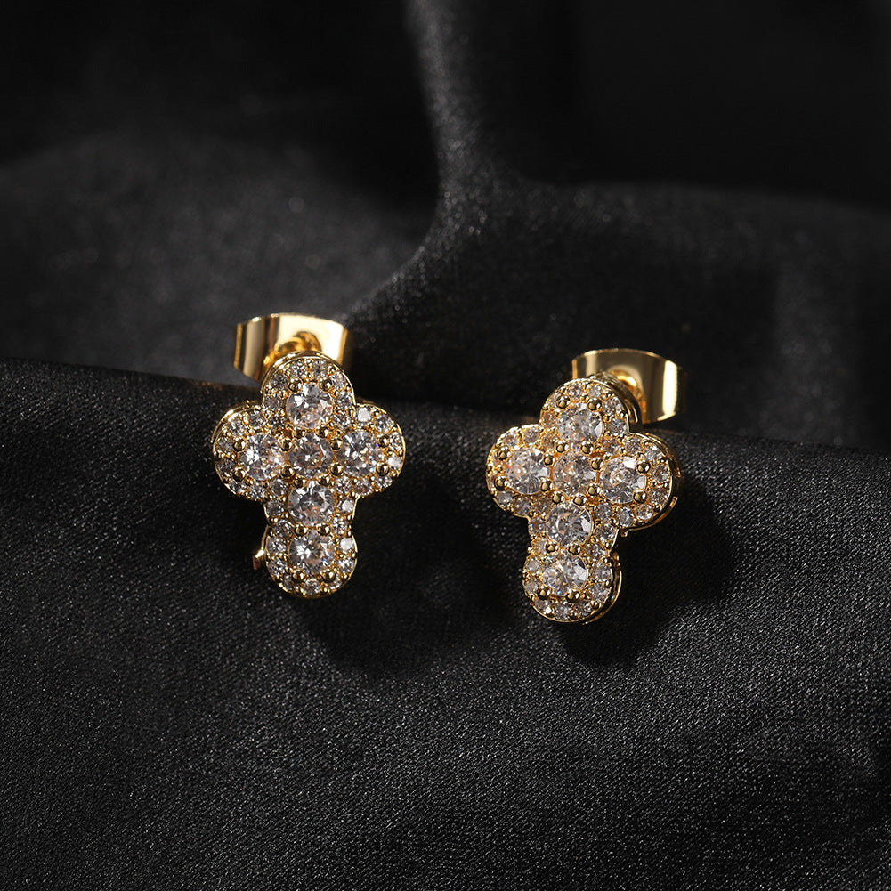 Hip-Hop-Fashion mit Diamanten besetzte Kreuzohrstecker