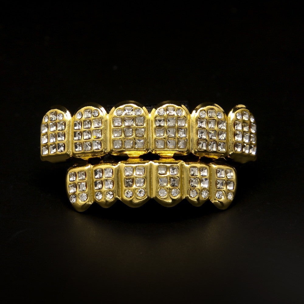Hip-Hop-Grillz mit Diamanten und Vergoldung