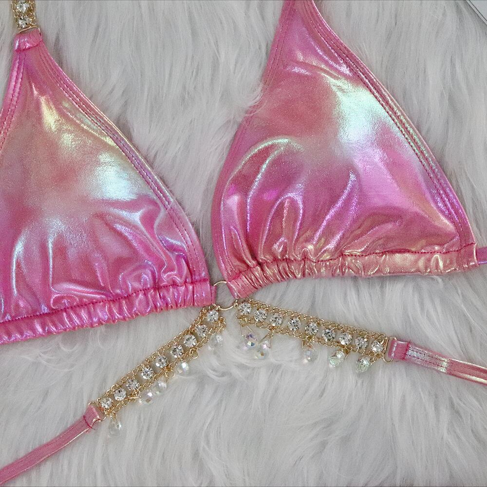 Kristall Diamant Bikini Sexy Bronzierter Riemen Damen Split-Badeanzug Badeanzug