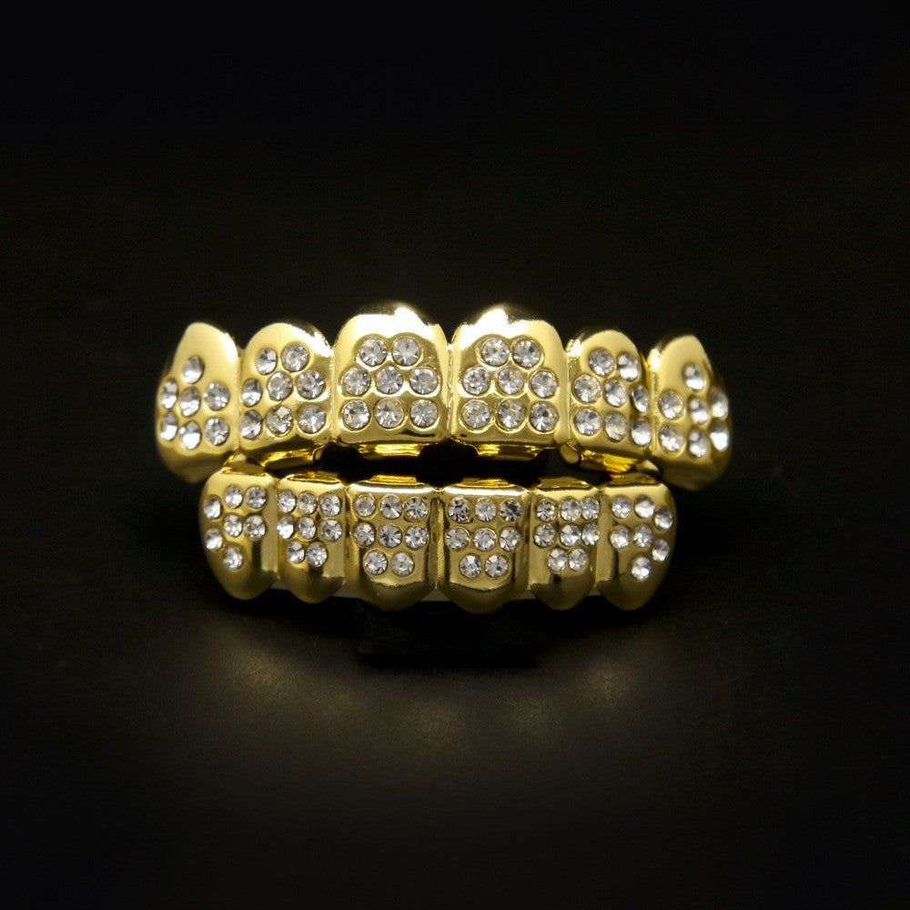 Hip-Hop-Grillz mit Diamanten und Vergoldung