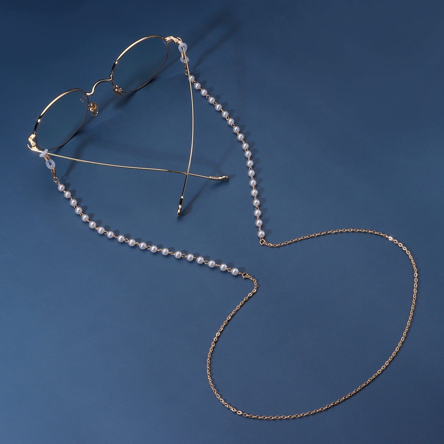 White Pearl Metal Gold Sunglasses Chain
