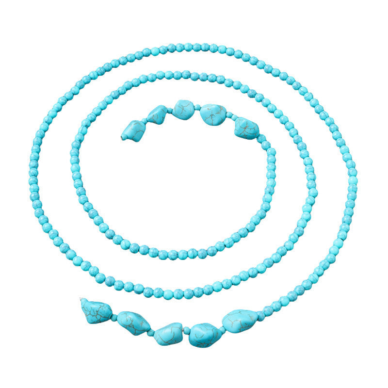 Halskette mit blauer Teardrop-Türkisperlen