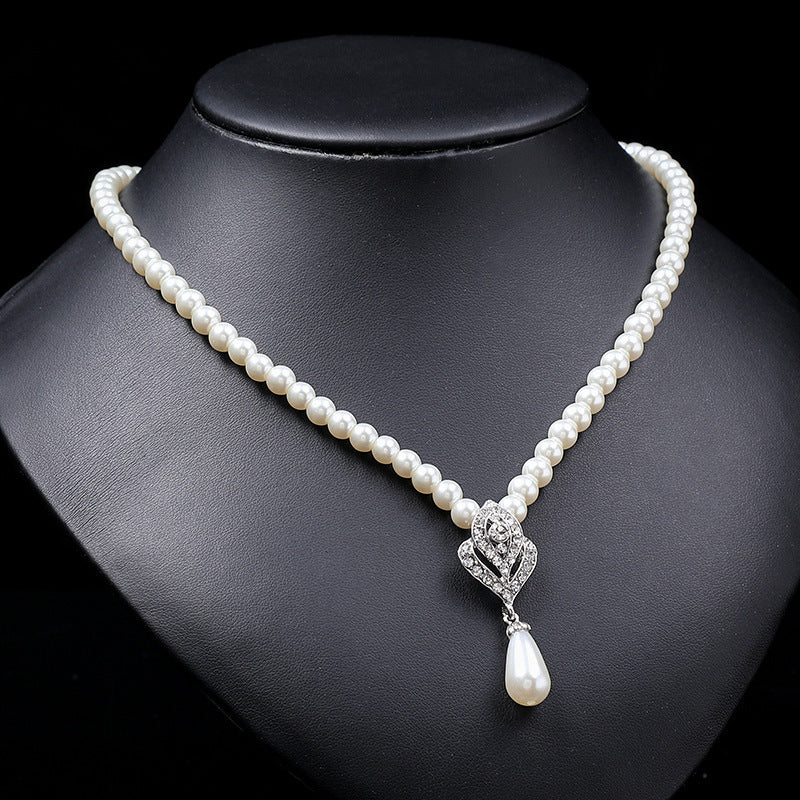 Women Crystal Pearl Rhinestones Bridal Wedding Jewelry Sets