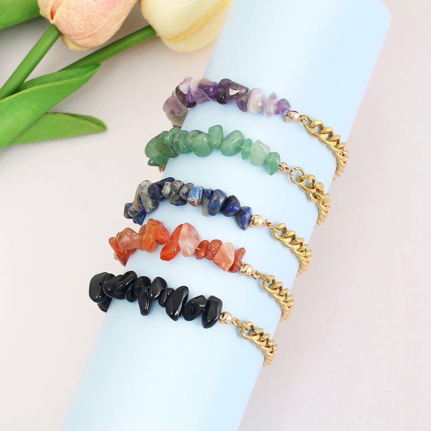 Armband aus unregelmäßig zerstoßenem Natur-Grün-Aventurin