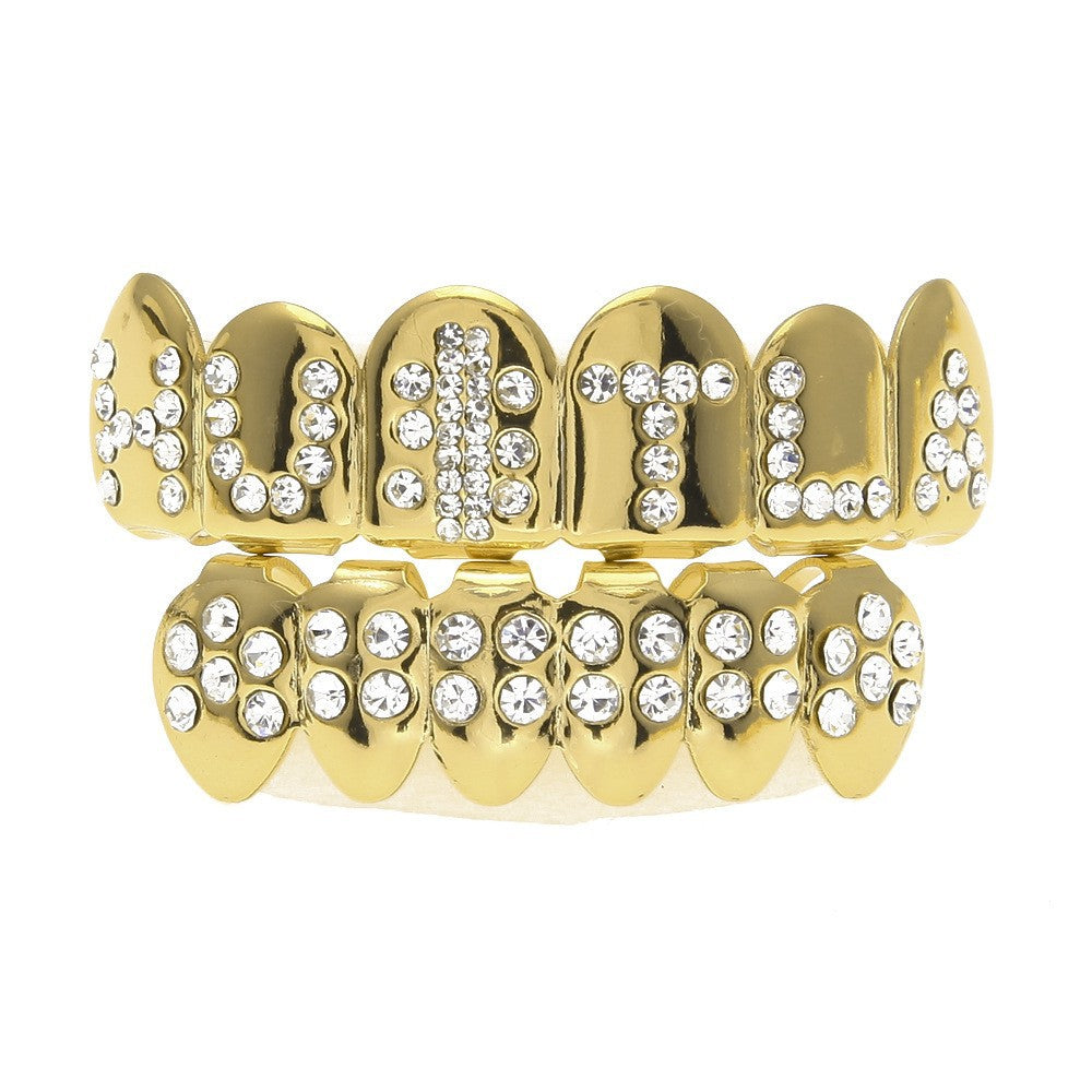 Hip-Hop-Grillz mit Diamanten und Vergoldung