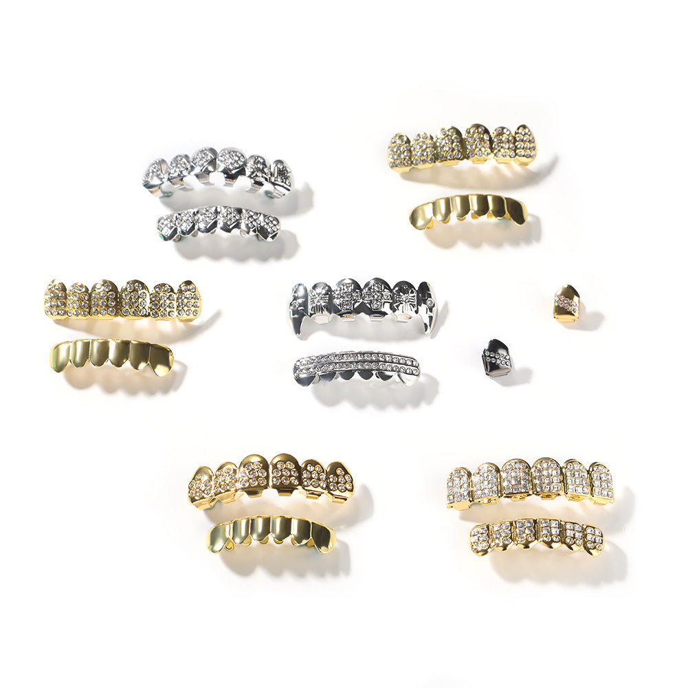 Hip-Hop-Grillz mit Diamanten und Vergoldung