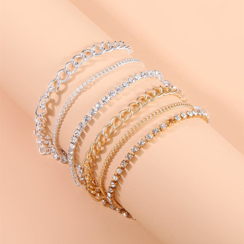 Mehrlagige Sommer Strasskette Fußschmuck