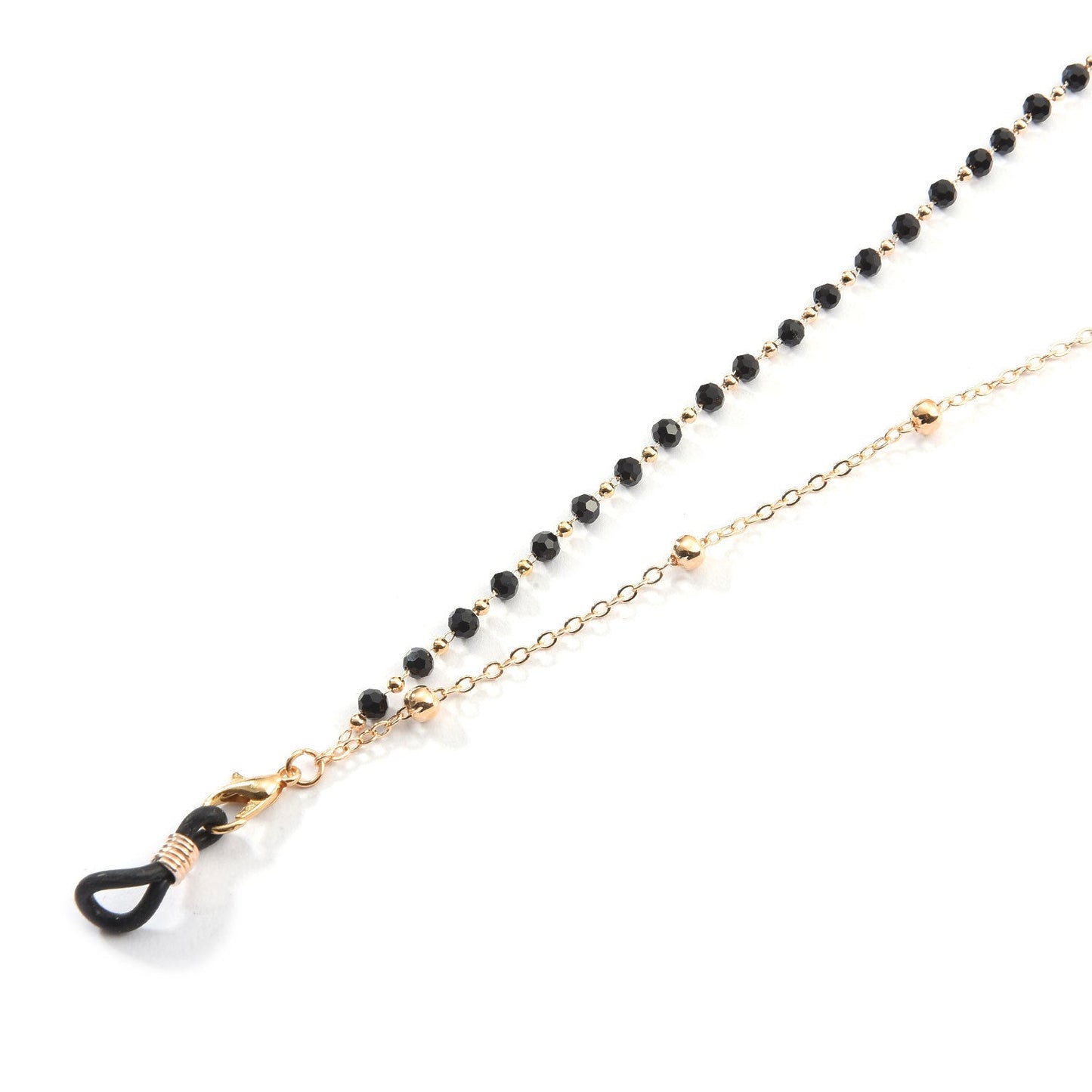 Lesebrillenkette Damen schwarze Perlen