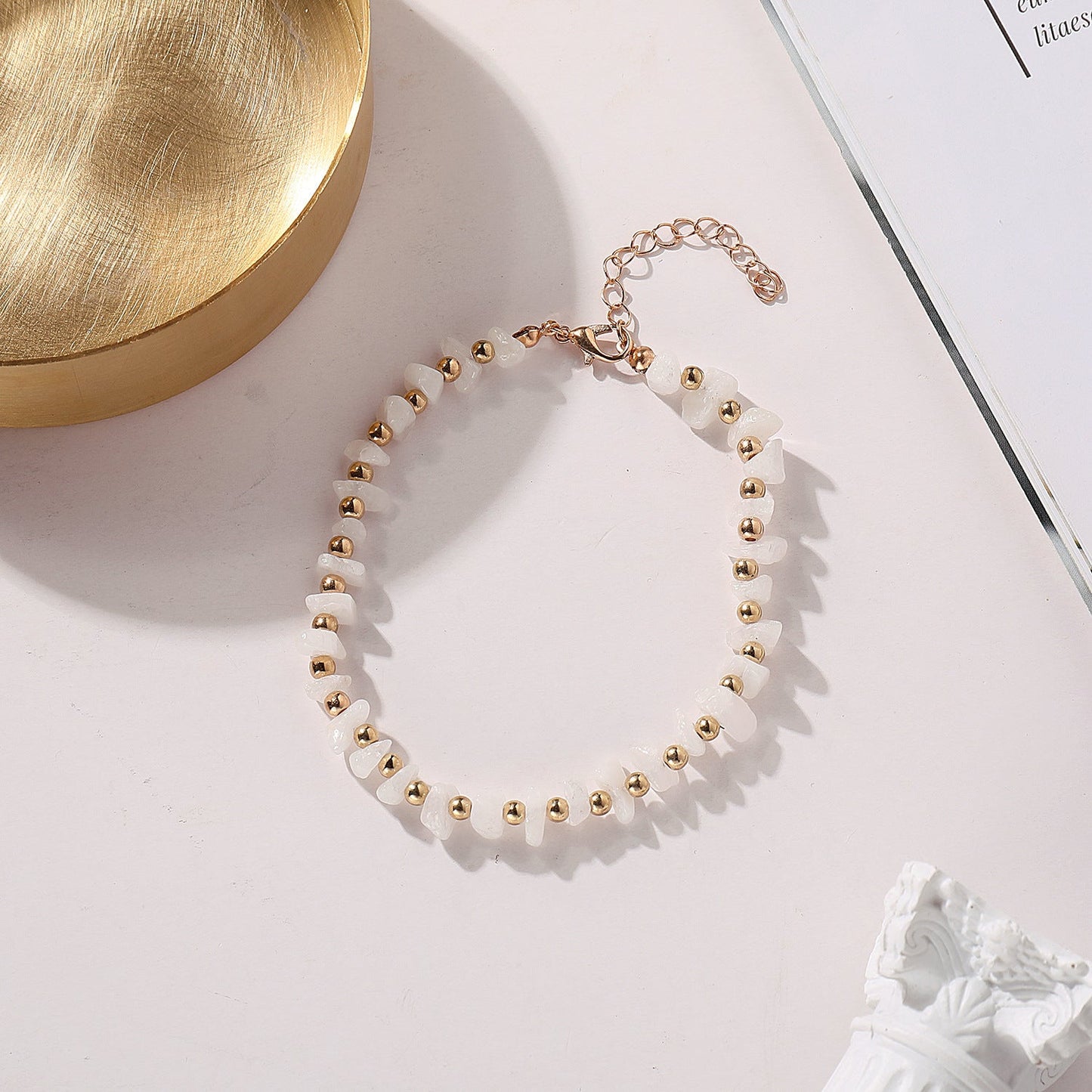 Beaded Nature Stone Chain Anklet Jewelry