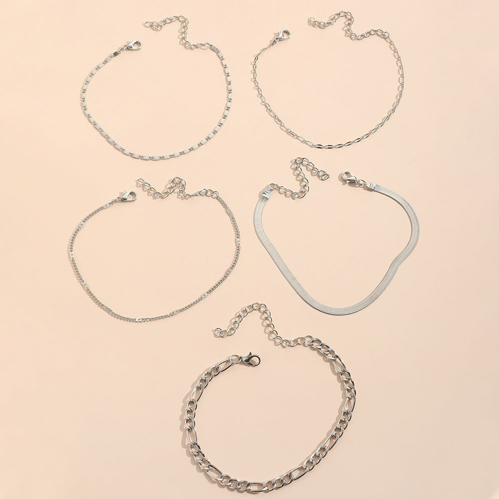 Mehrlagige Strandkette Schlangenbein Rundkette Fußkettchen Schmuck