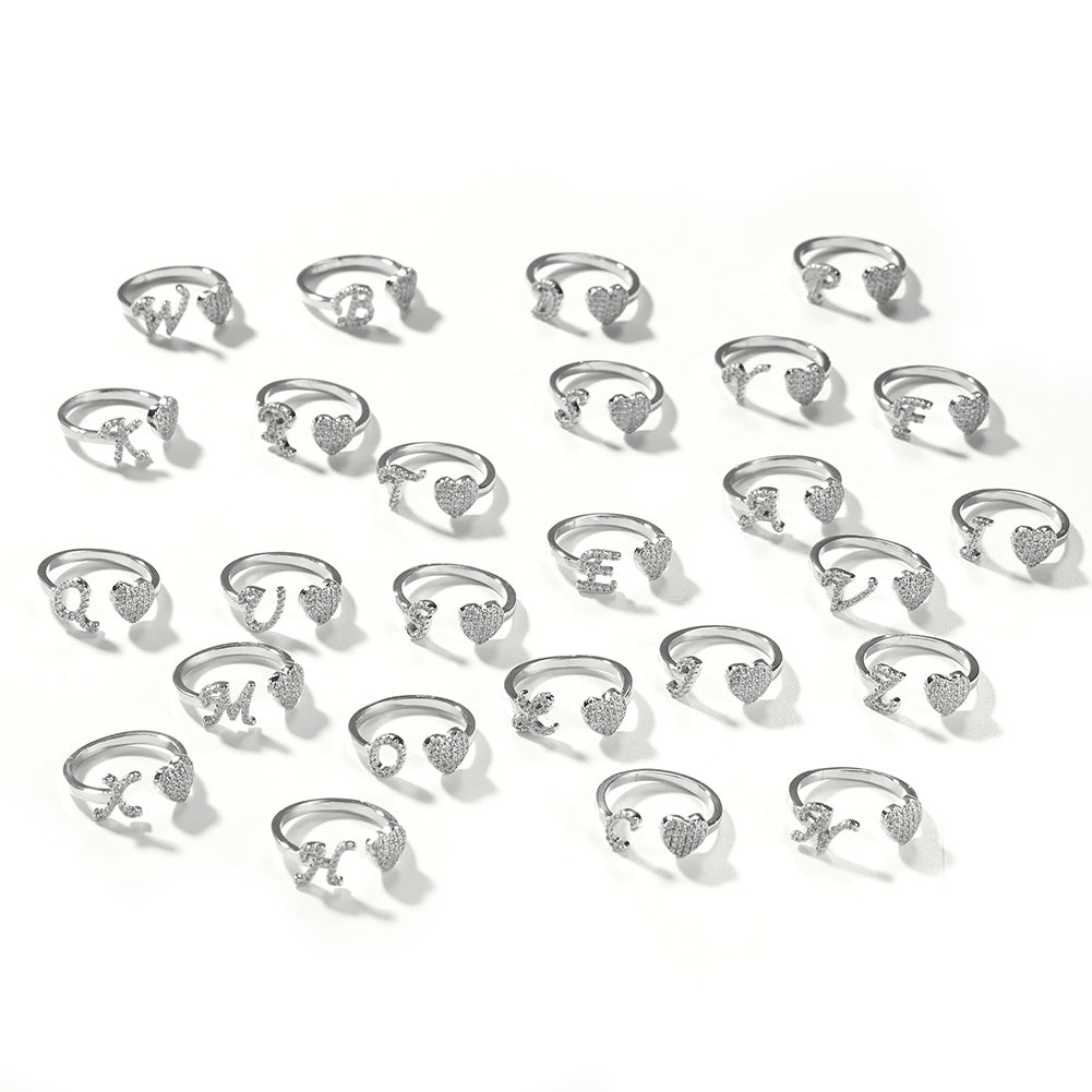 Hip-Hop Zirkonia-besetzter 26 englische Buchstaben Ring