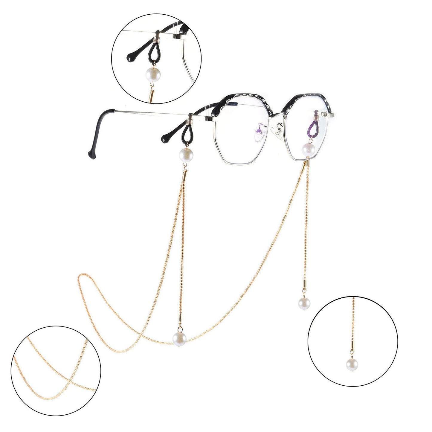 Perlen-Sonnenbrillenkette Brillenband Brillen-Metallkette