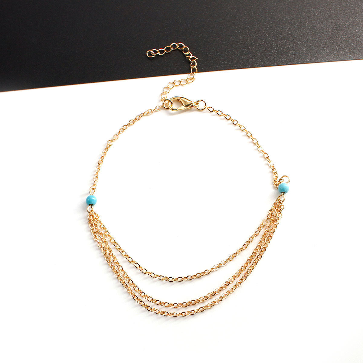 Layer-Ketten-Charm-Türkis-Fußkettchen-Schmuck