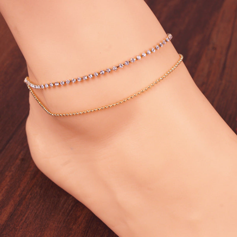 Böhmisches Doppelkette Quaste Kristall Schmuck Fußkettchen