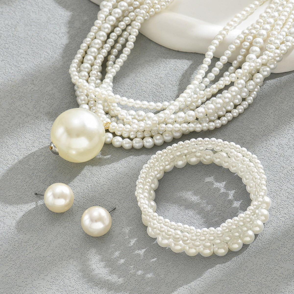 Perlen-Mehrschicht-Halsketten-Schmuckset