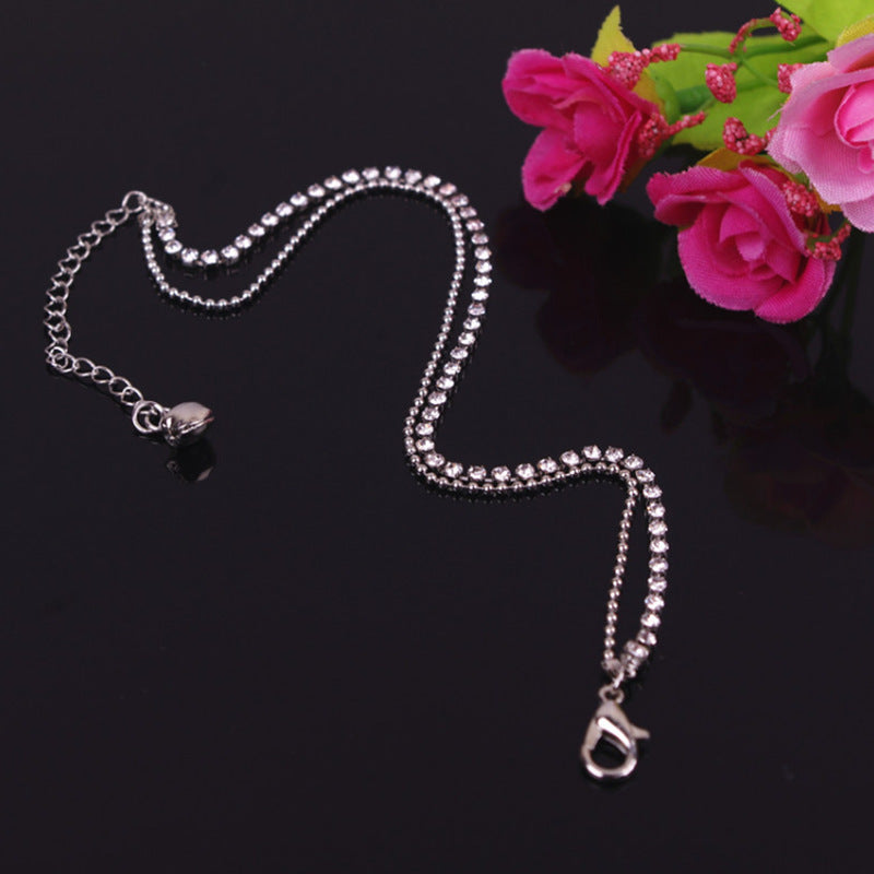 Böhmisches Doppelkette Quaste Kristall Schmuck Fußkettchen