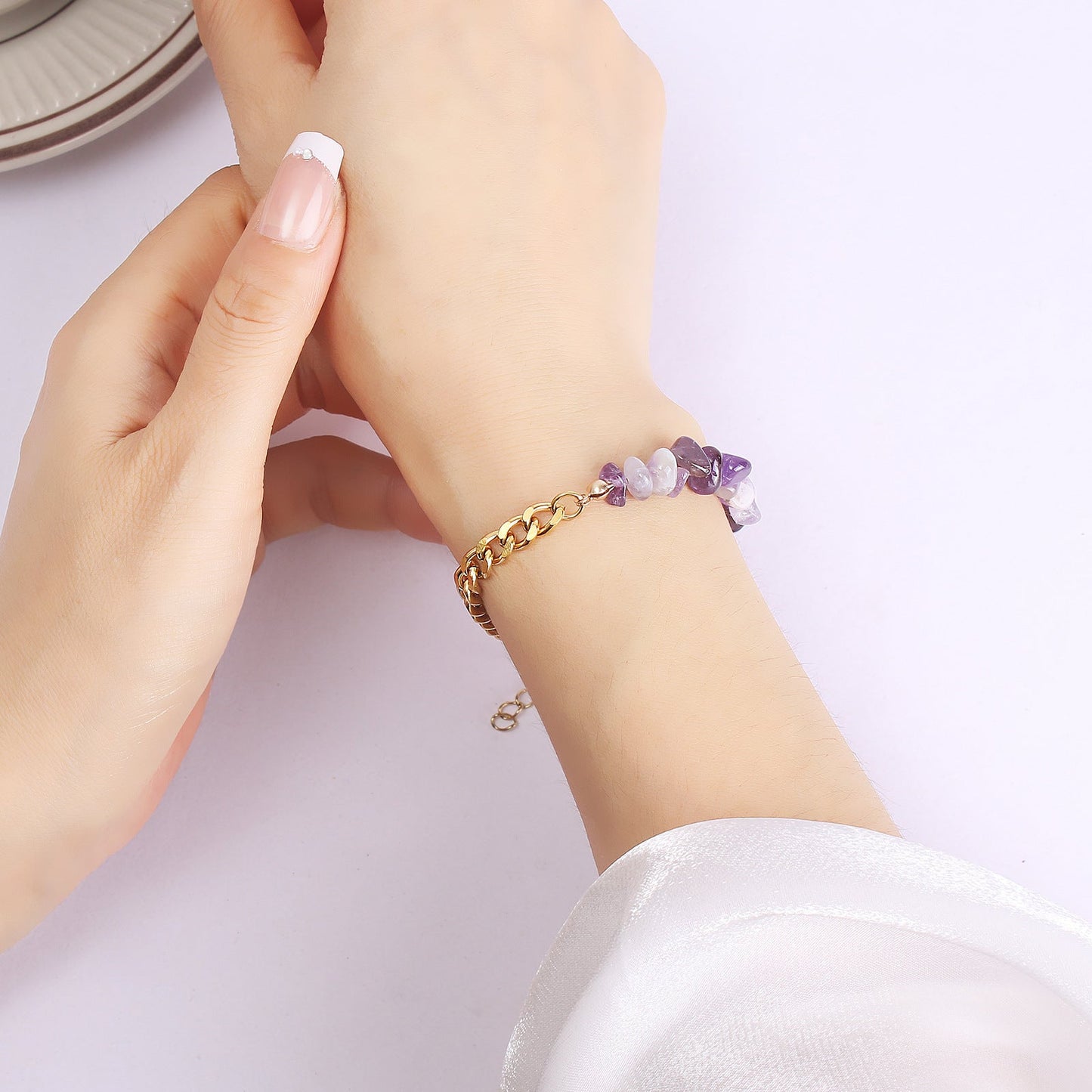 Armband aus unregelmäßig zerstoßenem Natur-Grün-Aventurin