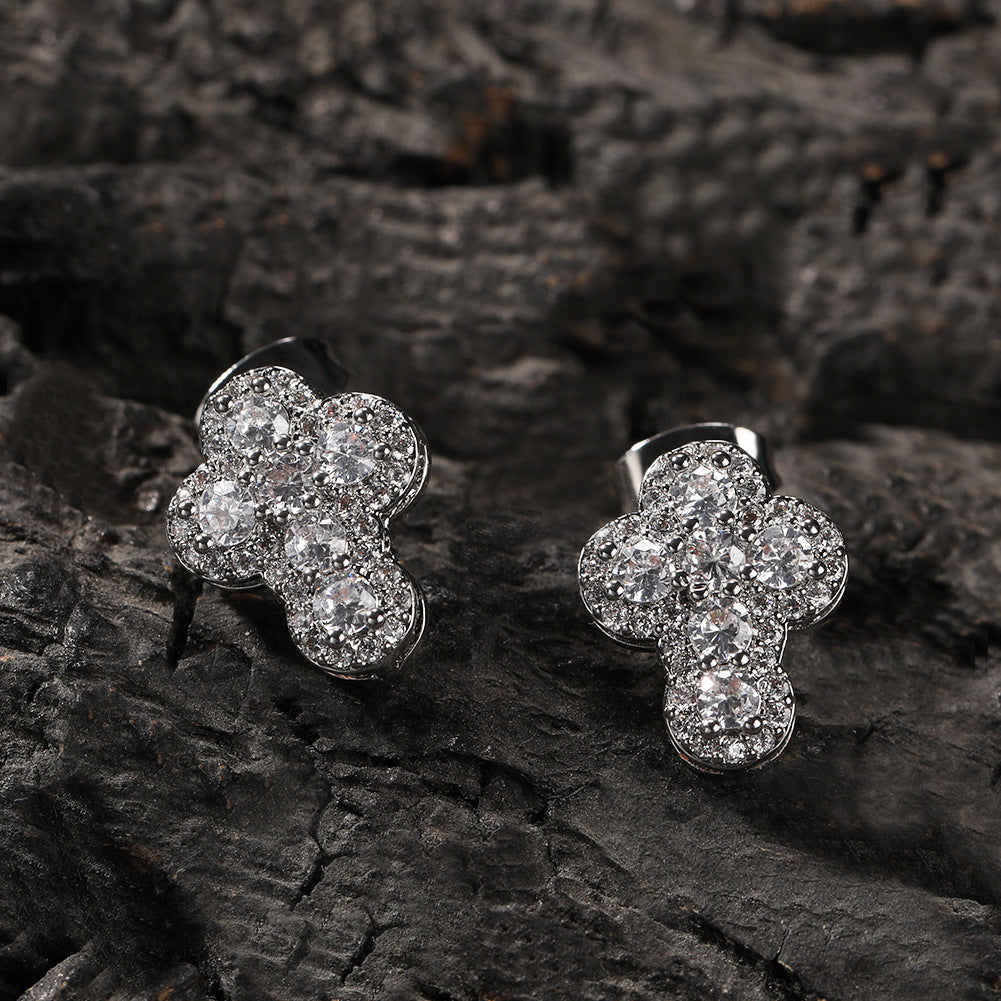 Hip-Hop-Fashion mit Diamanten besetzte Kreuzohrstecker