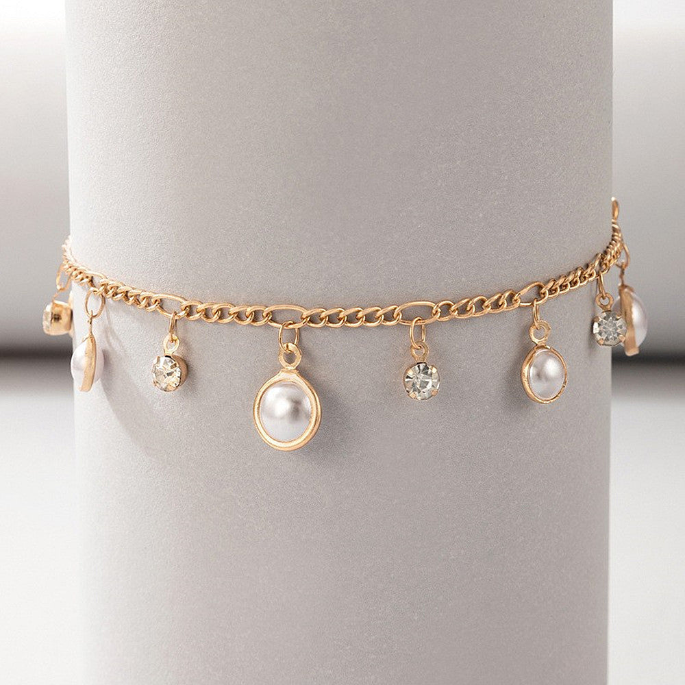 Boho Perlenquasten Armband Fußkette Schmuck