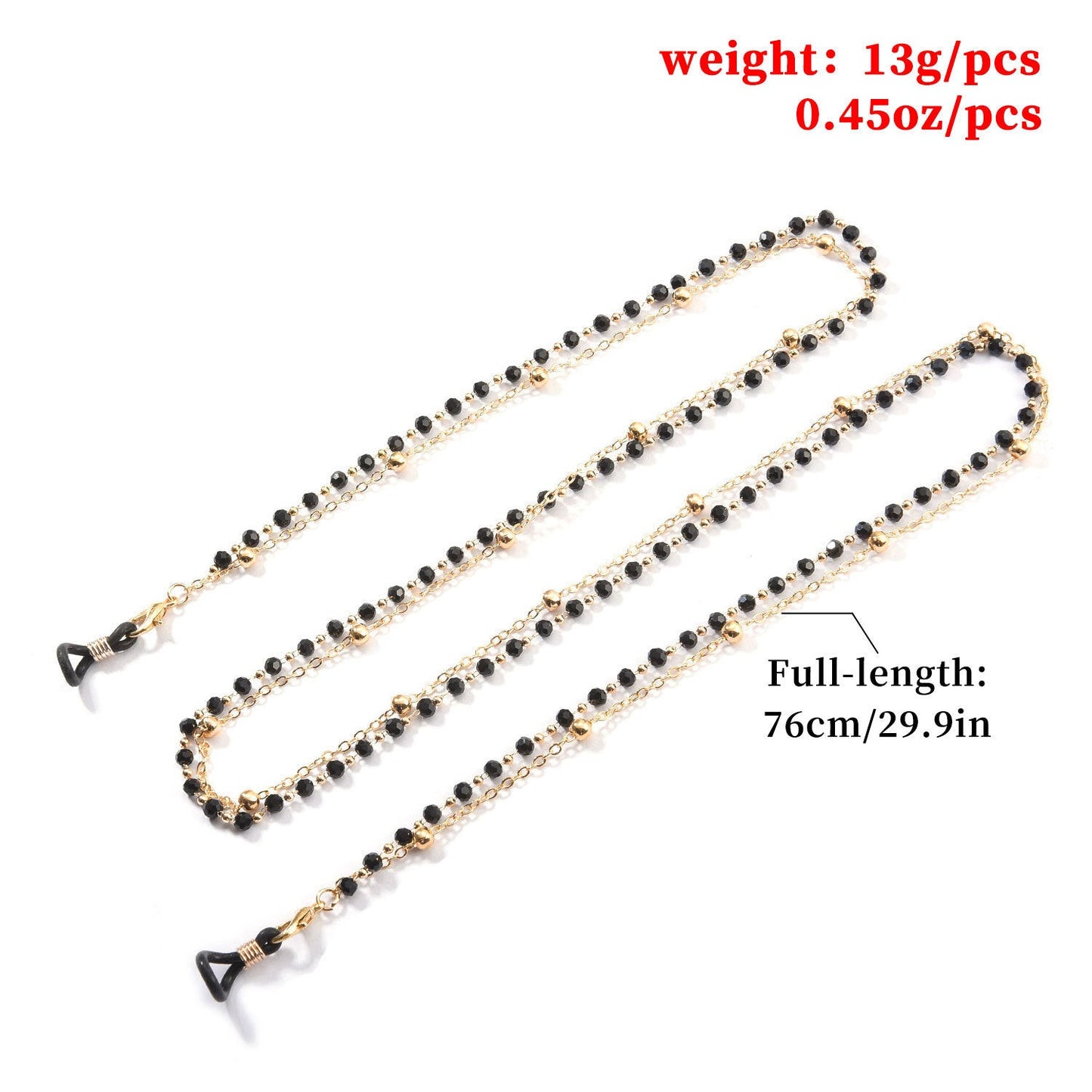 Lesebrillenkette Damen schwarze Perlen