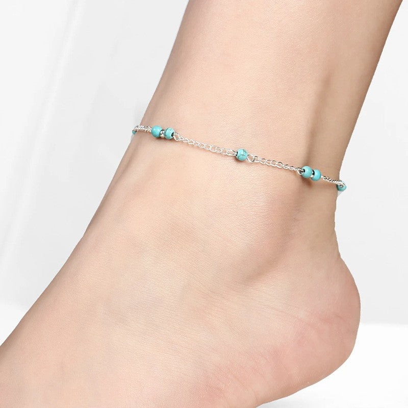 Boho handgemachtes Fußkettchen Perlenkette
