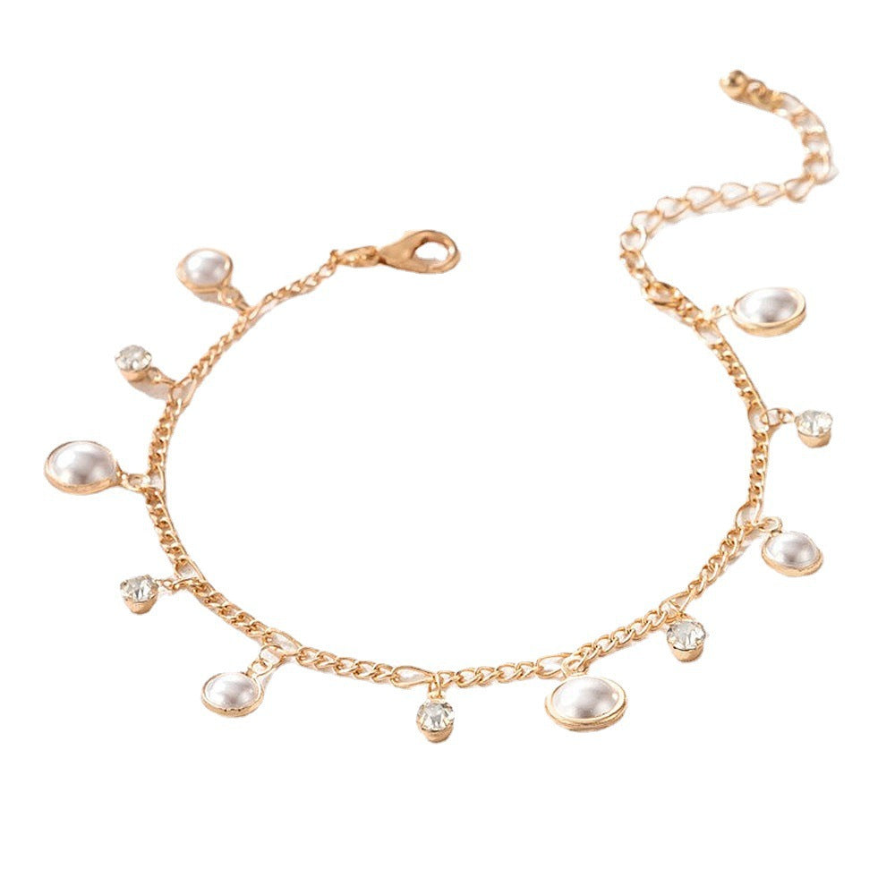 Boho Perlenquasten Armband Fußkette Schmuck
