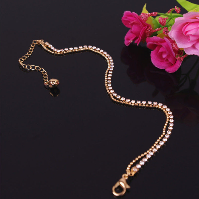 Böhmisches Doppelkette Quaste Kristall Schmuck Fußkettchen