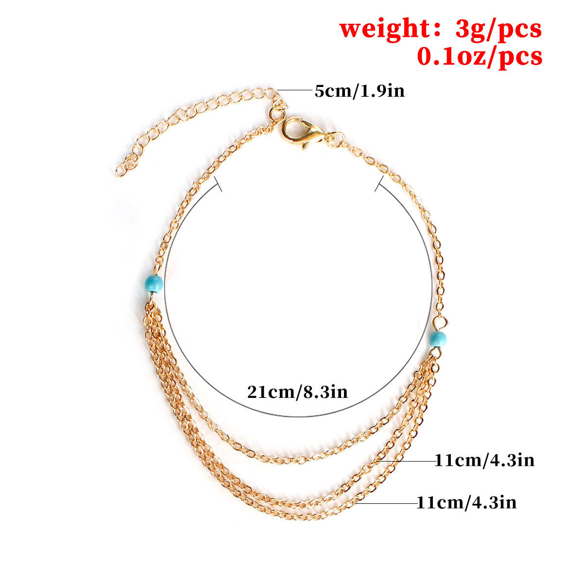 Layer-Ketten-Charm-Türkis-Fußkettchen-Schmuck