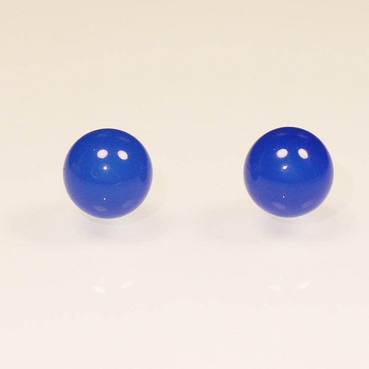 Natural Agate Stud Earrings Simple Round Bead Earrings