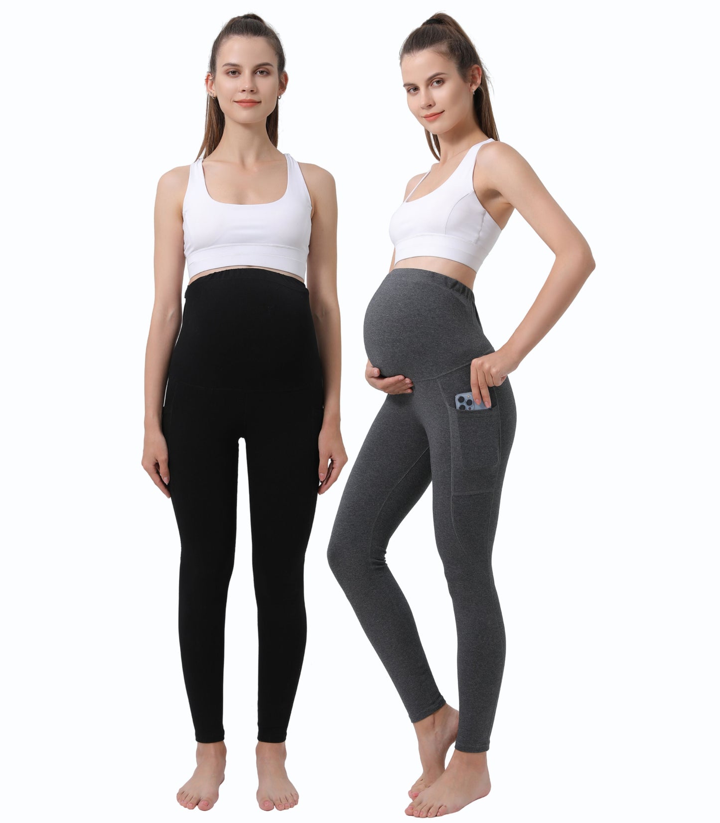 Schwangerschafts-Yogahose mit Taschen (2er-Pack)