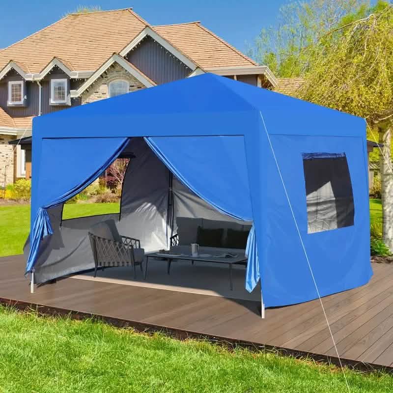 Outdoor 3x3 m Pop-Up Pavillon Zelt mit abnehmbarer Seitenwand mit Reißverschluss
