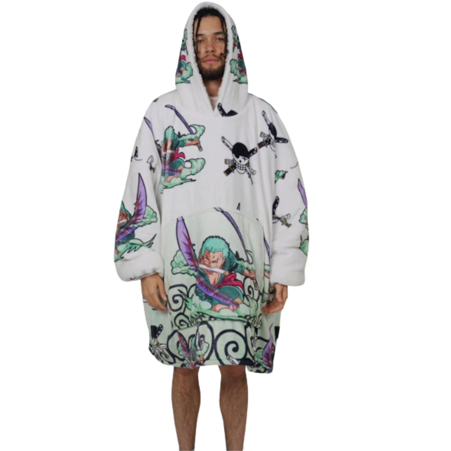 Zoro One Piece Tragbare Deckenkapuzenjacke für Kinder & Erwachsene | OLM Toys