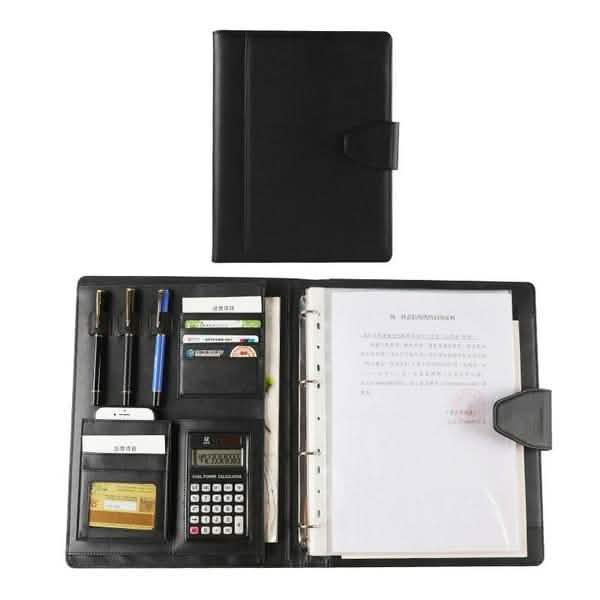 A4 Konferenzmappe Soft-Leder Portfolio Organizer mit Taschenrechner