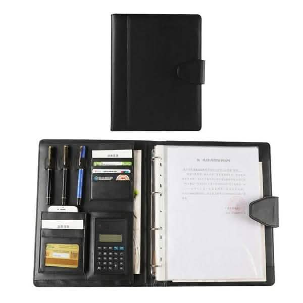 A4 Konferenzmappe Soft-Leder Portfolio Organizer mit Taschenrechner