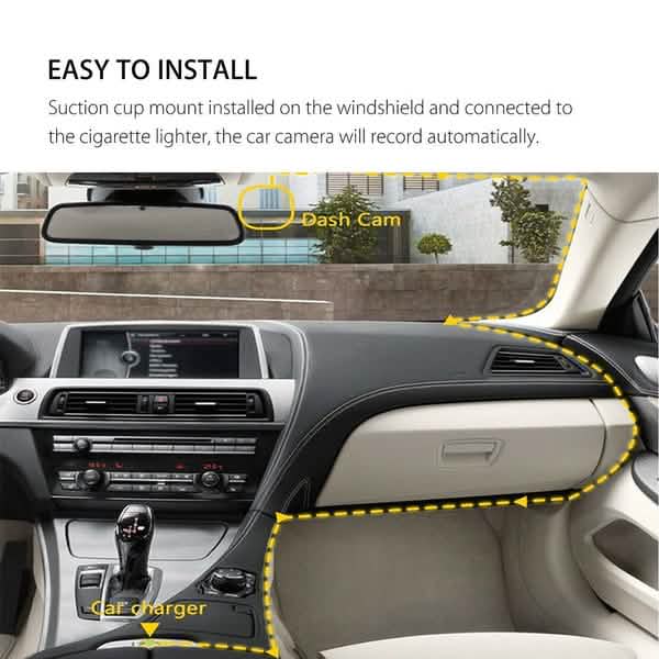 A6T 4-Zoll 170° Weitwinkel Full HD 1080P Auto DVR Dual-Objektiv Dashcam Rückfahrkamera Videorecorder mit Touchscreen