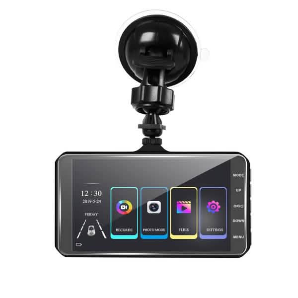 A6T 4-Zoll 170° Weitwinkel Full HD 1080P Auto DVR Dual-Objektiv Dashcam Rückfahrkamera Videorecorder mit Touchscreen