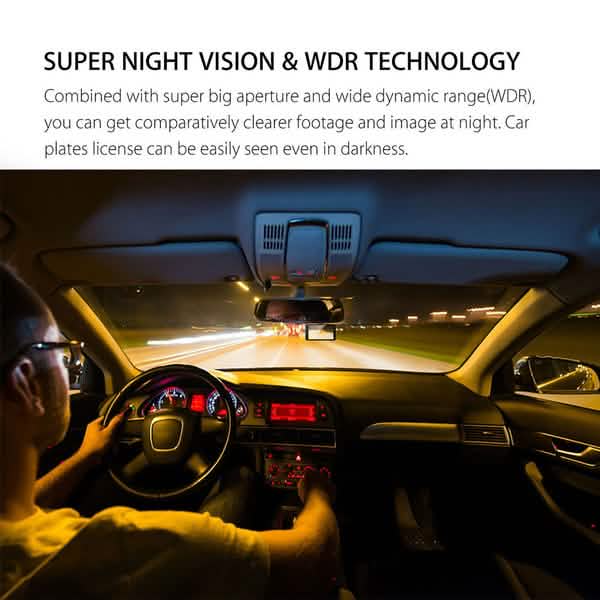 A6T 4-Zoll 170° Weitwinkel Full HD 1080P Auto DVR Dual-Objektiv Dashcam Rückfahrkamera Videorecorder mit Touchscreen