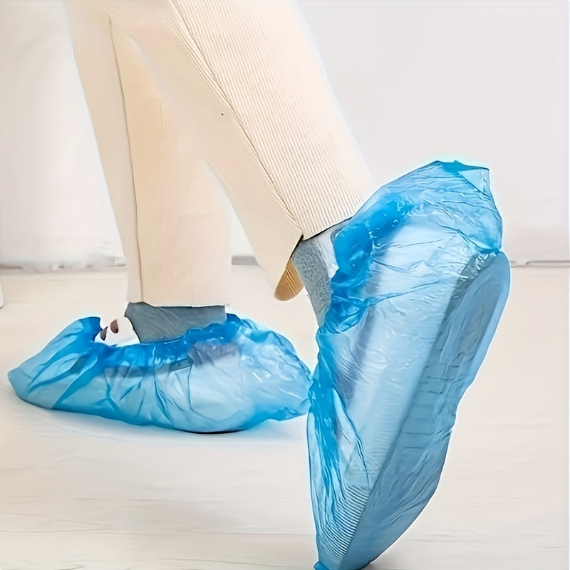 100er-Pack: Einweg-Plastiküberschuhe – wasserdicht & rutschfest