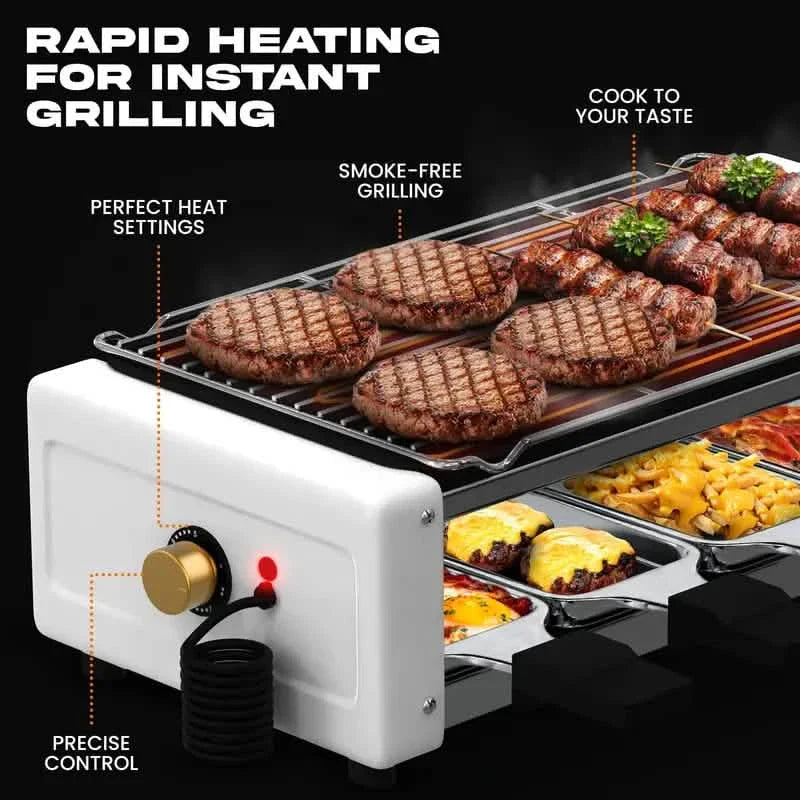 4-in-1 Multifunktionaler Wurstgrill – Antihaftbeschichtet, Temperaturregler, abnehmbare Pfanne, für Küche & Wohnheim geeignet