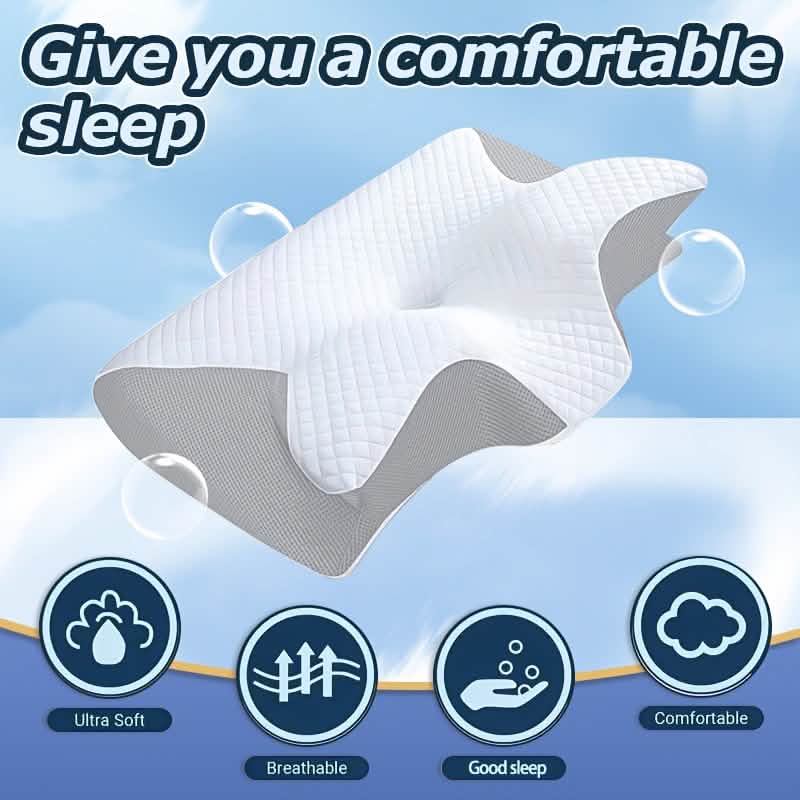 Ergonomisches Memory Foam Nackenkissen – Langsames Zurückfedern, Rücken- und Seitenschläfer