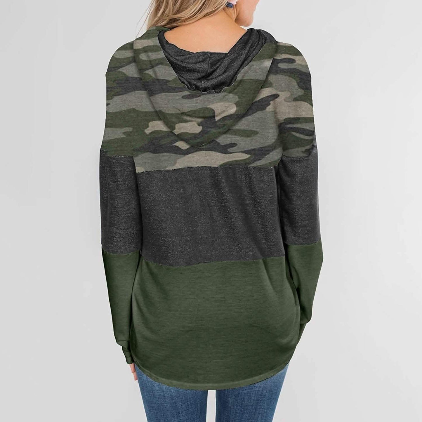 Actloe Damen Langarm Gestreift Color Block Lässige Hoodies